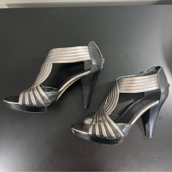 EUC Franco Sarto Metallic Silver and Dark Grey Heels 8.5 - Picture 6 of 15